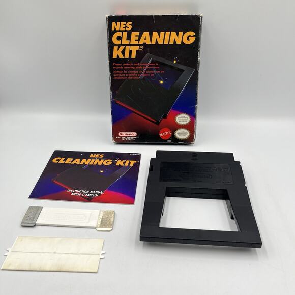 Nintendo Official NES Cleaning Kit Cleaning Cartridge w/ Box, Kit & Manual CIB - Picture 1 of 12